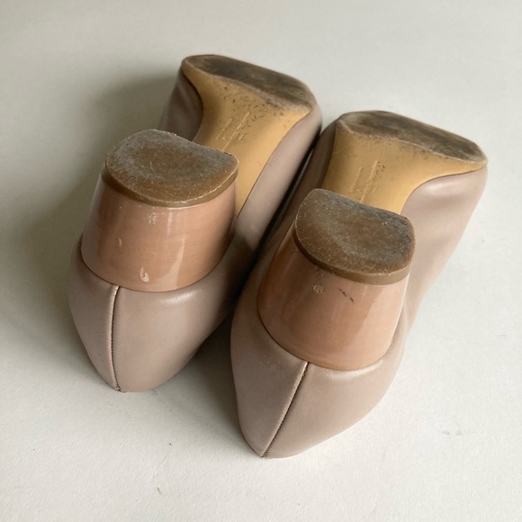 Salvadore Ferrogamo Dust Pink Leather Logo Bow Heels Size 7 - Picture 14 of 16